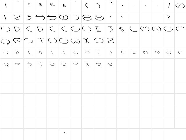 PCRounders Large Lefty Regular  glyph index