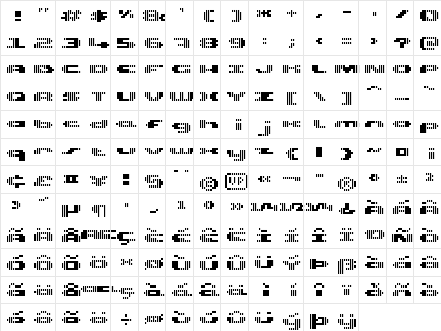 UP Tiny lcd four 8 decoV Regular  glyph index