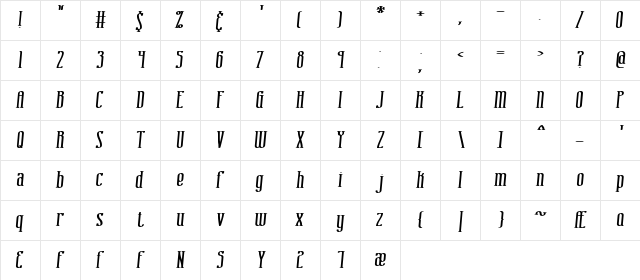 Combustion I BRK Normal  glyph index