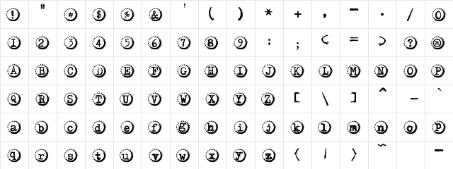LB_PopTop Regular  glyph index