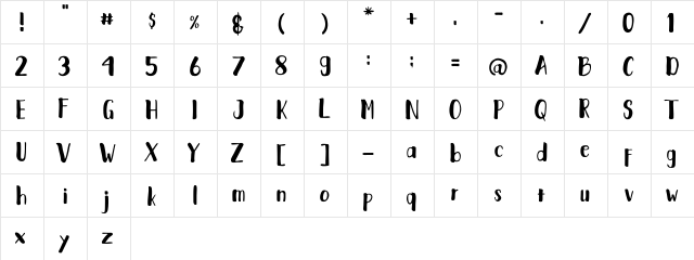 Fantai Regular  glyph index
