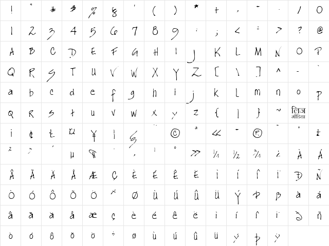 LEHN163 Regular  glyph index
