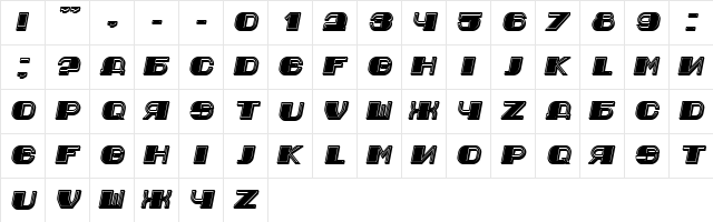 Jurij Italic  glyph index