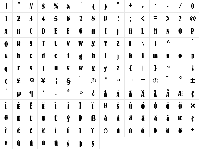 Willow Regular  glyph index