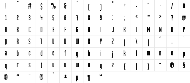 MartenCyr Grotesque Regular  glyph index