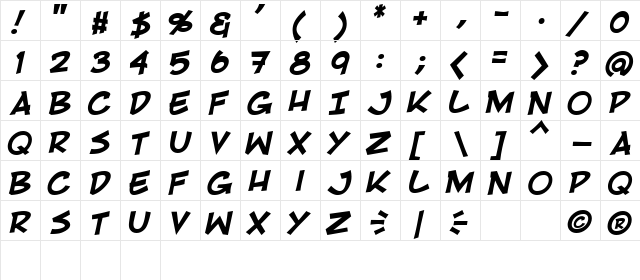 RivenShield Bold  glyph index