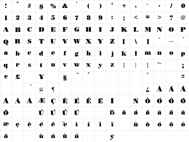 Marooned 3 Regular  glyph index