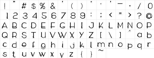 WABECO Regular  glyph index