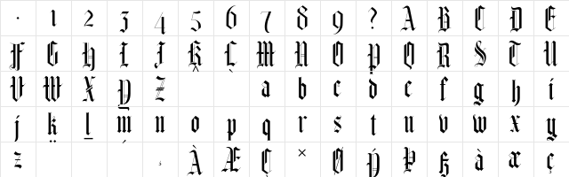 Helmswald Post Regular  glyph index