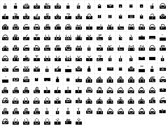 LTBix Regular  glyph index