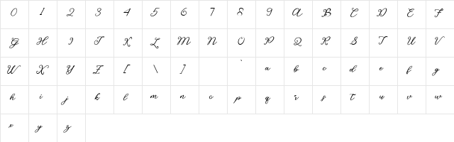 Say love Regular  glyph index
