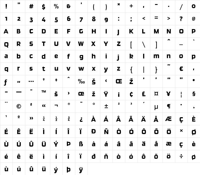 Ginger-Regular Regular  glyph index