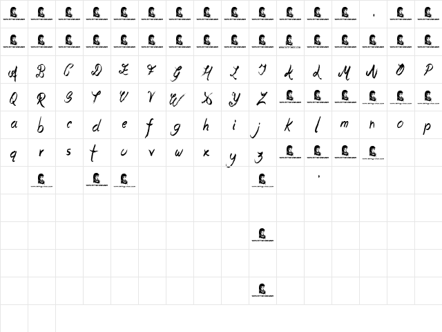 Oliver Richards Regular  glyph index