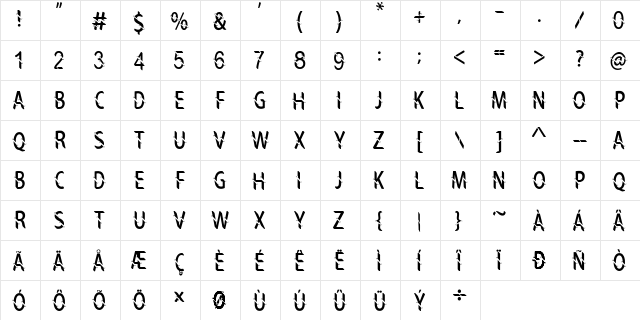 DARTFORD Regular  glyph index