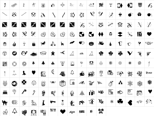 DoodleDingbatsThreeSSK Regular  glyph index