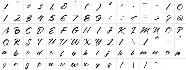empatlima Regular  glyph index