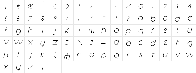 ZoobeSSK BoldItalic  glyph index