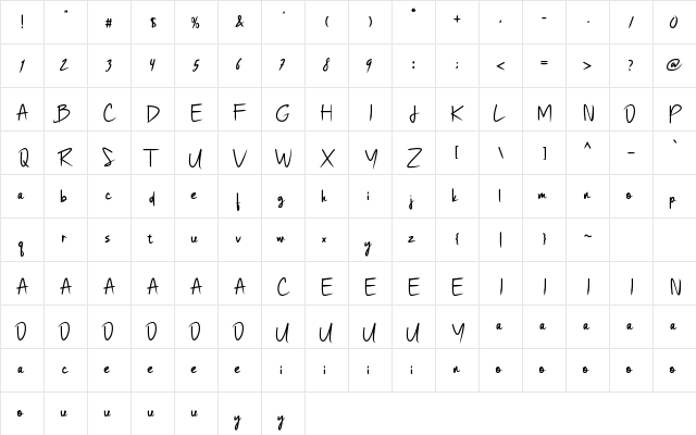 ScrewPuzzles Regular  glyph index