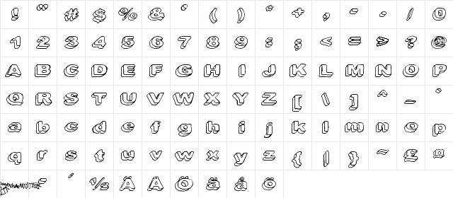 Downleft Regular  glyph index