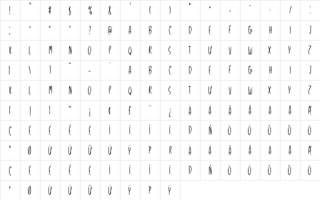 Spring Season Regular  glyph index
