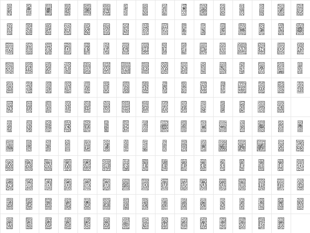 WoodsWorld 'LeadedGlass' Regular  glyph index