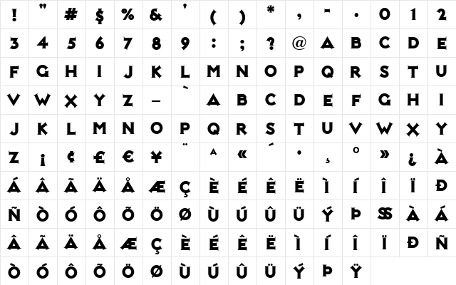 NotMaryKate Regular  glyph index