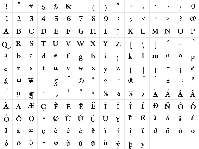 DTLVandenKeereD Bold  glyph index