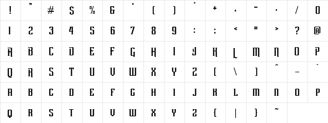 Rebute Regular  glyph index