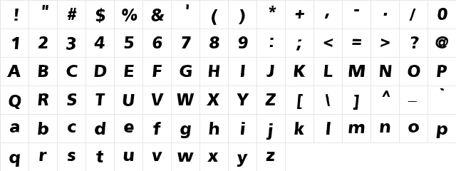 Grunge Normal  glyph index