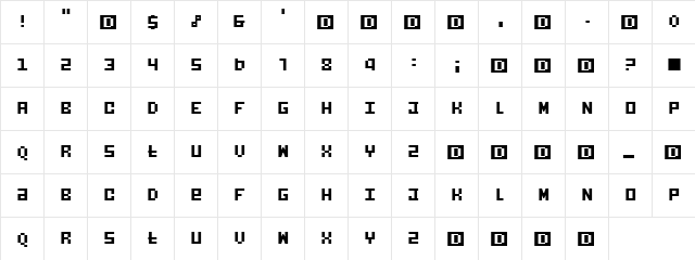 PeeWee Regular  glyph index