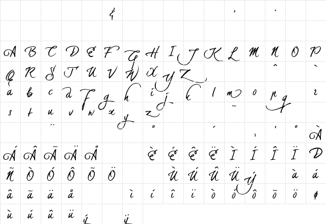 dearJoe 5 alternatives Regular  glyph index