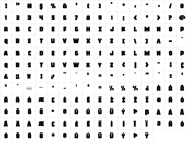 Frost Giant Staggered Regular  glyph index