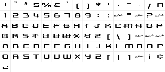 SF Outer Limits ExtUpright Regular  glyph index
