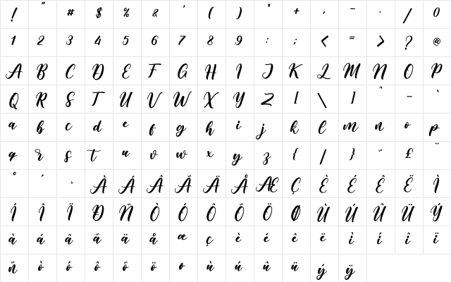 Bargain_Demo Regular  glyph index