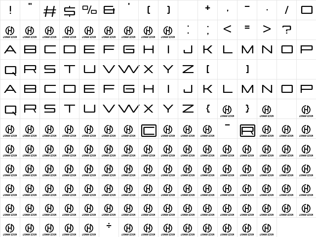 Bestari Regular  glyph index