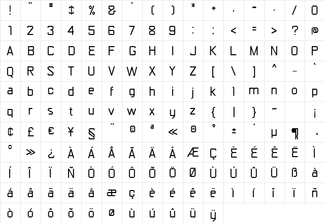 Escom-Regular Regular  glyph index