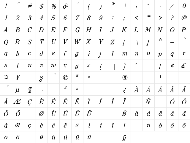 Devil's Night 2 Regular  glyph index