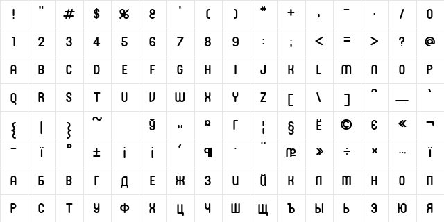 RonInset2 Normal  glyph index