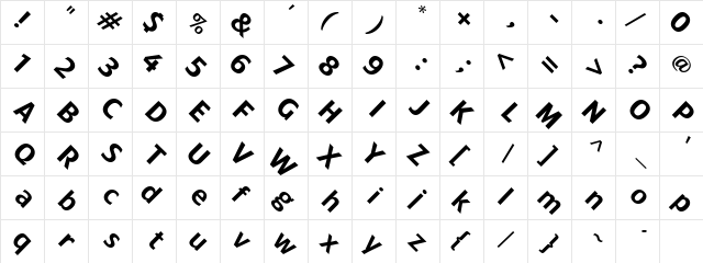 Font045 Regular  glyph index