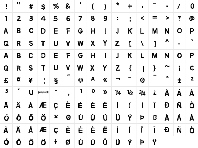 No more lies Regular  glyph index