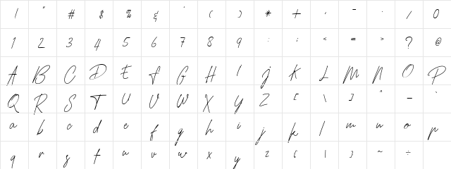 Hamillton Demo Regular  glyph index