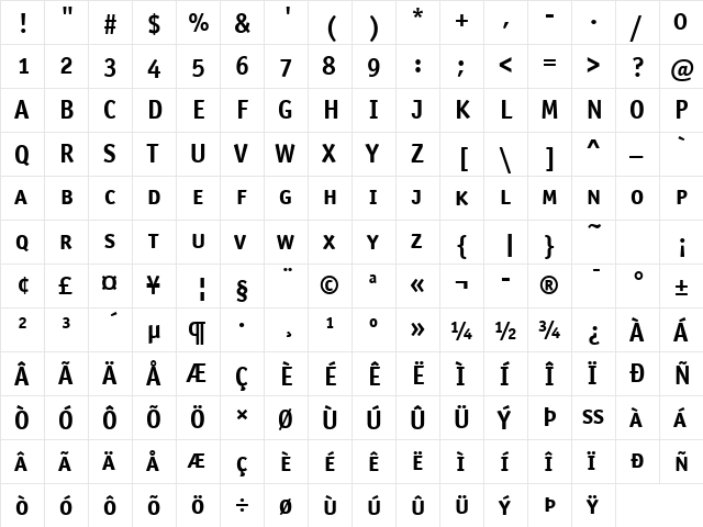 OfficinaSanSCITCTT Bold  glyph index