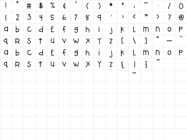 2Peas preschool Regular  glyph index