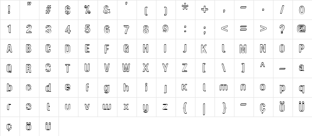 Genghis Khan Med Outline Regular  glyph index