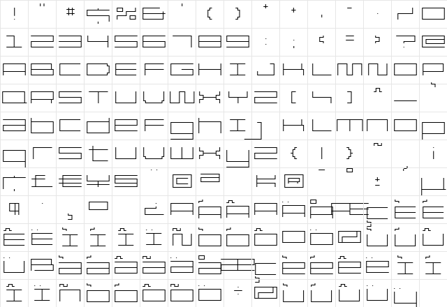 Reversion Thin  glyph index