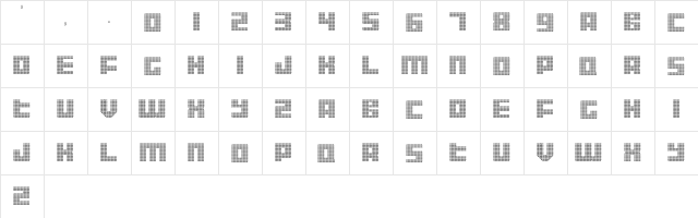 Display Gothic L Regular  glyph index