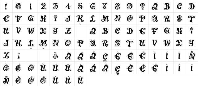 JMH Pumpkin Regular  glyph index