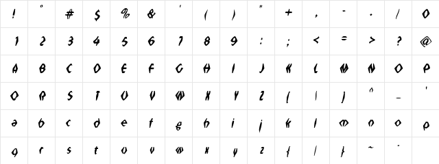 Dross04Slanted Regular  glyph index