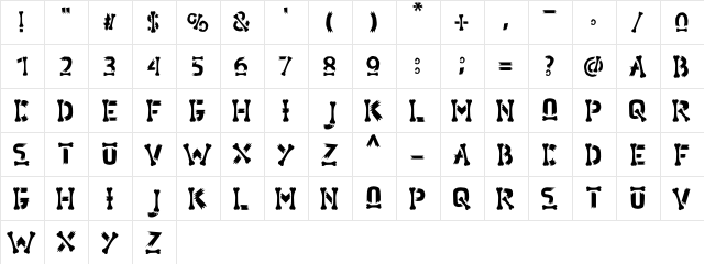 Quarry Bones Regular  glyph index