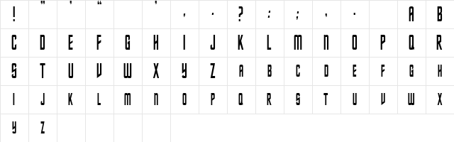 NebulaCondensed Regular  glyph index